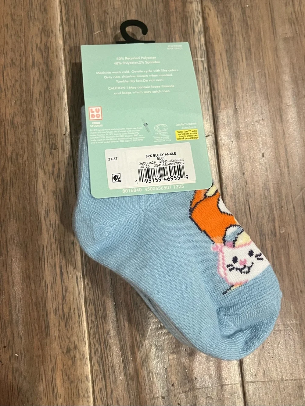 Bluey Bingo Easter Toddler Ankle Socks 3-Pack Size 2T-3T NWT Bunny Easter Egg